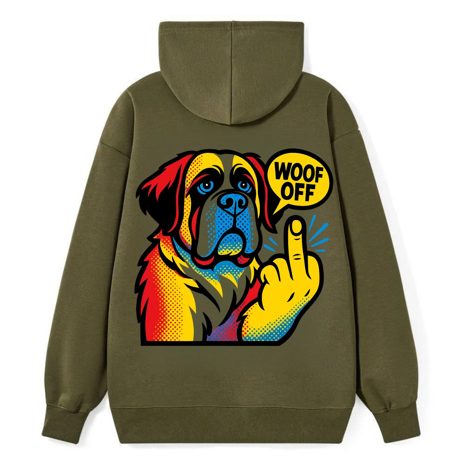 Saint Bernard with gentle giant face and droopy jowls, huge paw raised - Classic Pullover Hoodie - ArmyGreen