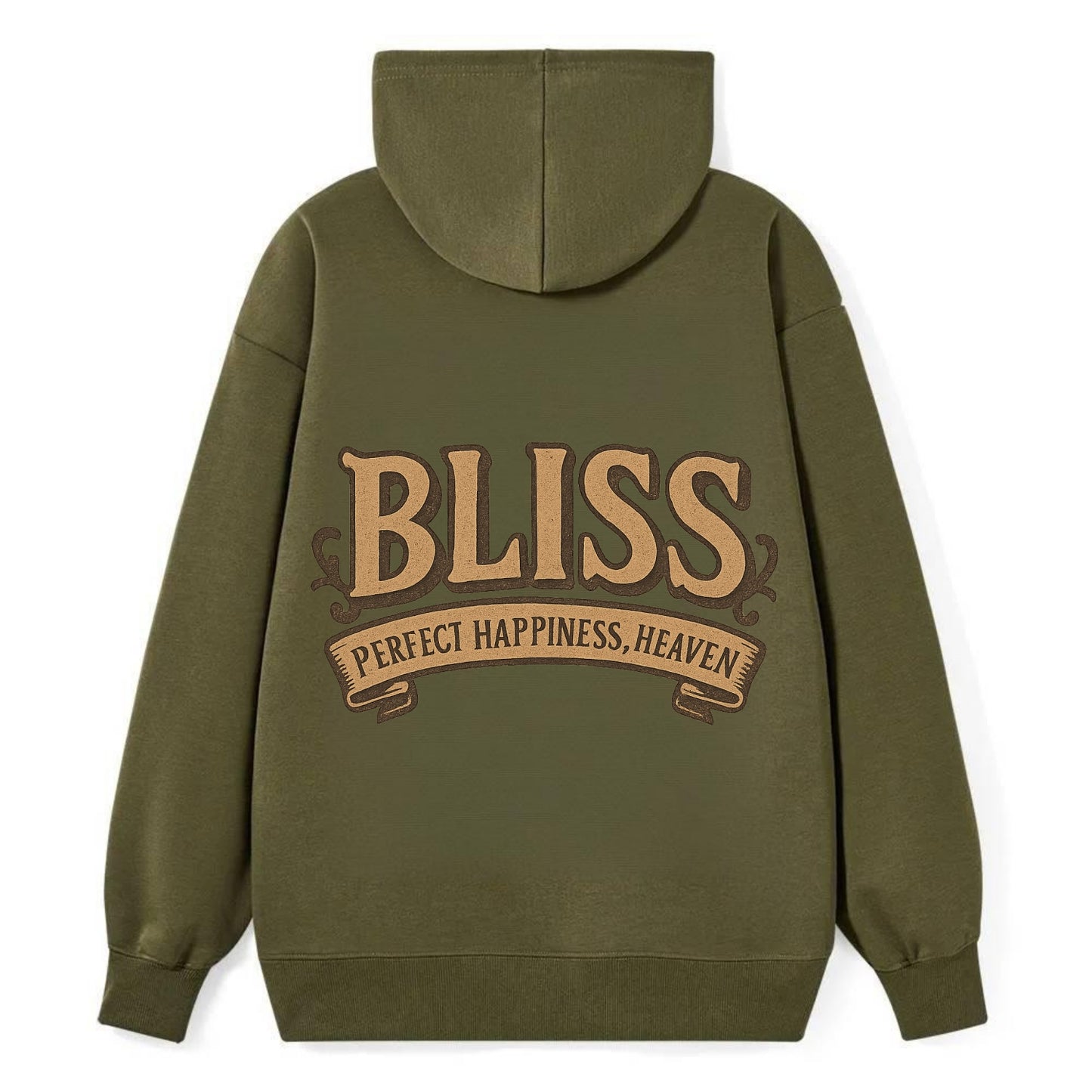 Bold typography design - "BLISS" - perfect happiness, heaven - Classic Pullover Hoodie - ArmyGreen