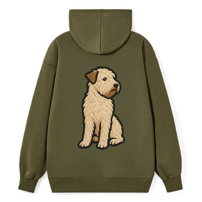 Soft Coated Wheaten Terrier - Light tan flowing coat embroidered pose - Classic Pullover Hoodie - ArmyGreen