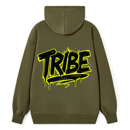 Bold typography design - "TRIBE" - your community, your group - Classic Pullover Hoodie - ArmyGreen