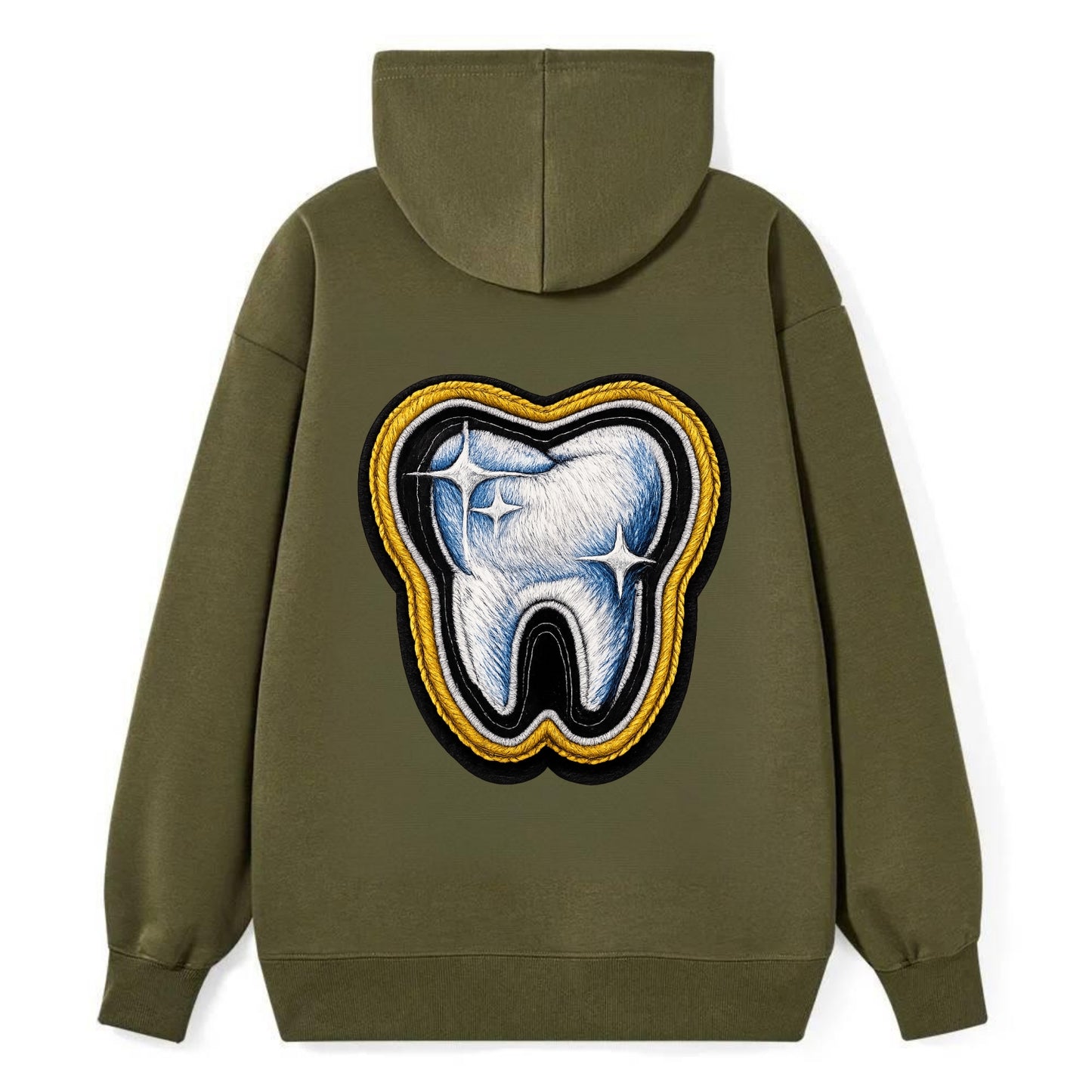 DENTAL TOOTH - molar with sparkle in white and blue , dentist - Classic Pullover Hoodie - ArmyGreen