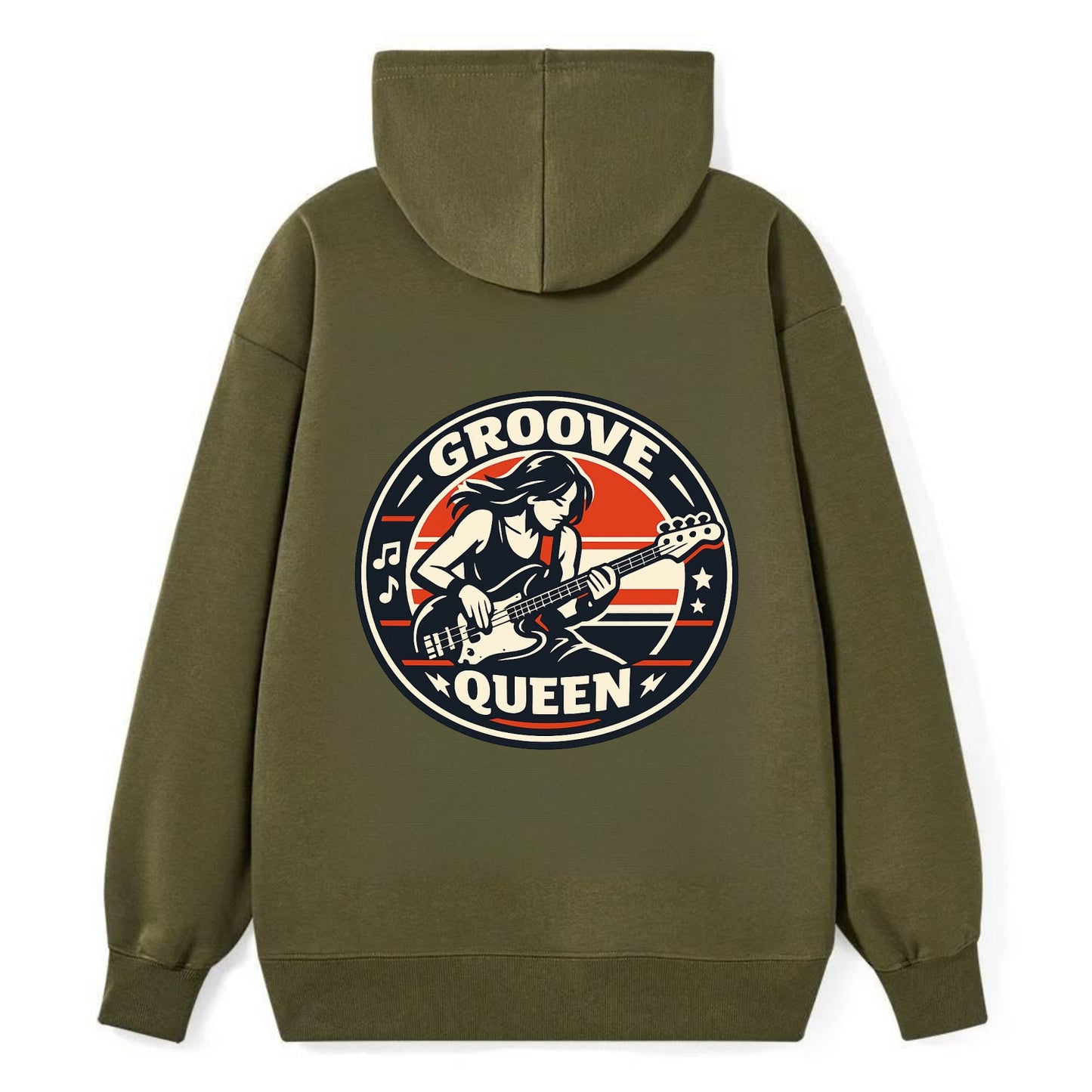 Groove Queen Emblem - Classic Pullover Hoodie - ArmyGreen
