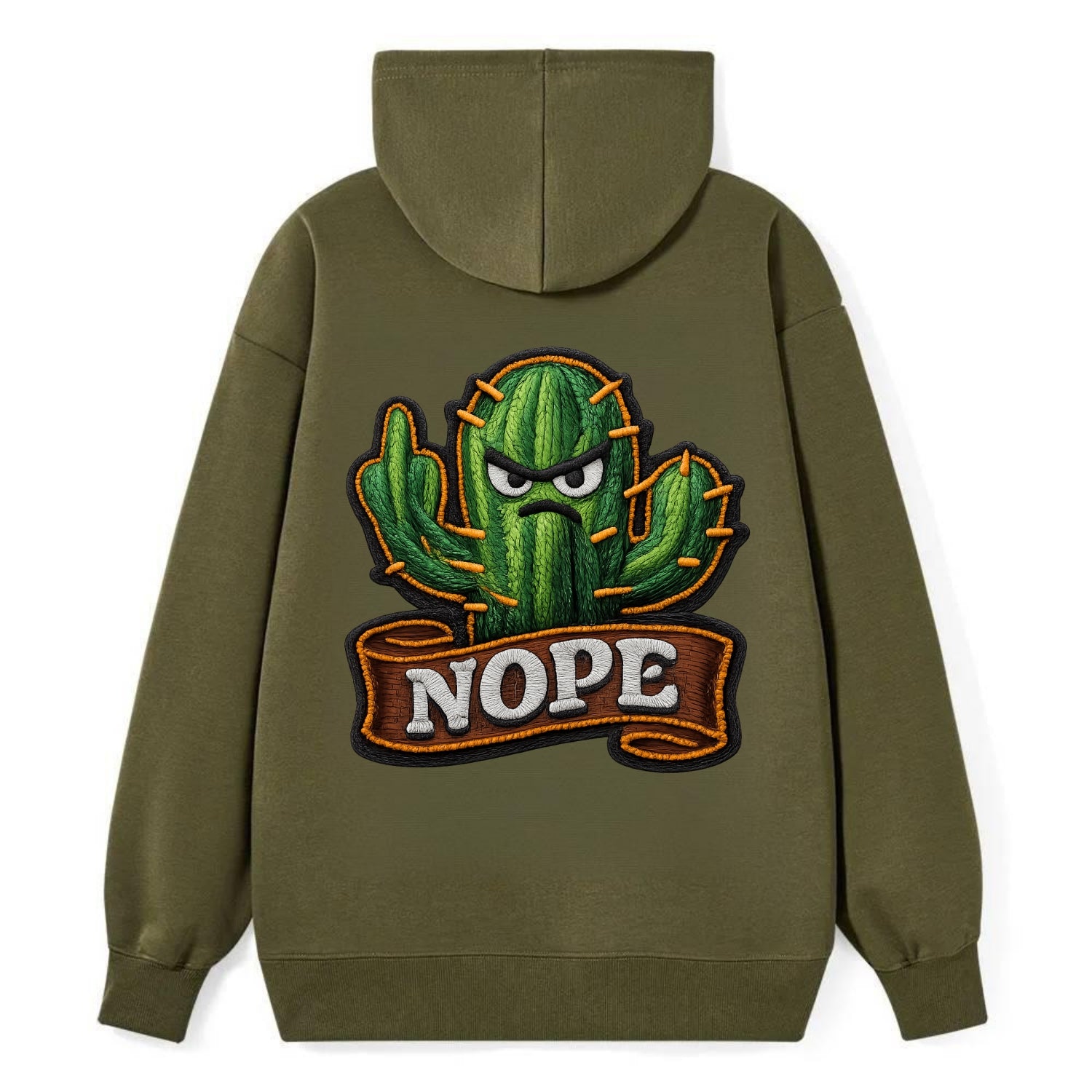NOPE CACTUS - cactus with attitude in green , prickly personality - Classic Pullover Hoodie - ArmyGreen