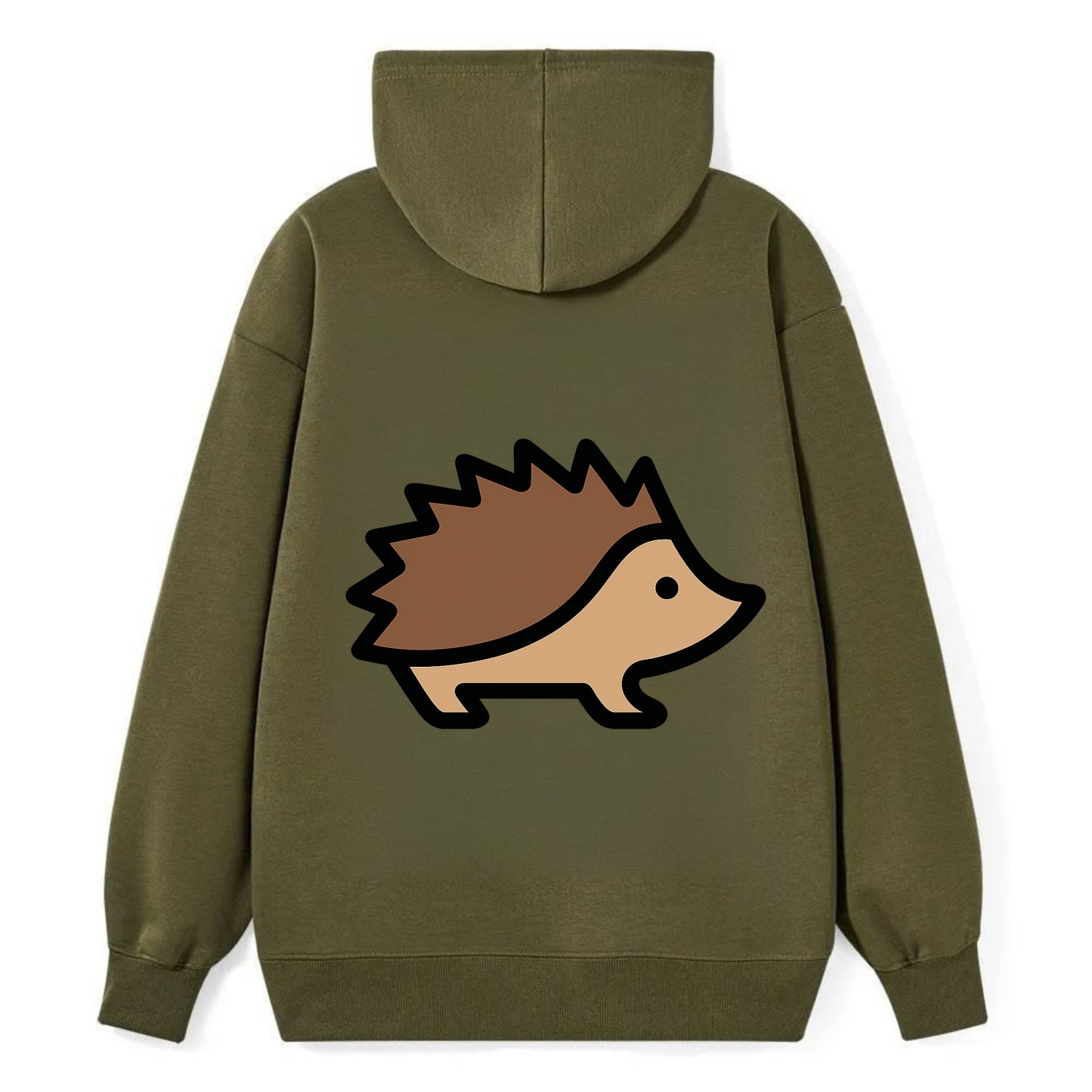Hedgehog - Brown spiky back flat side profile - Classic Pullover Hoodie - ArmyGreen