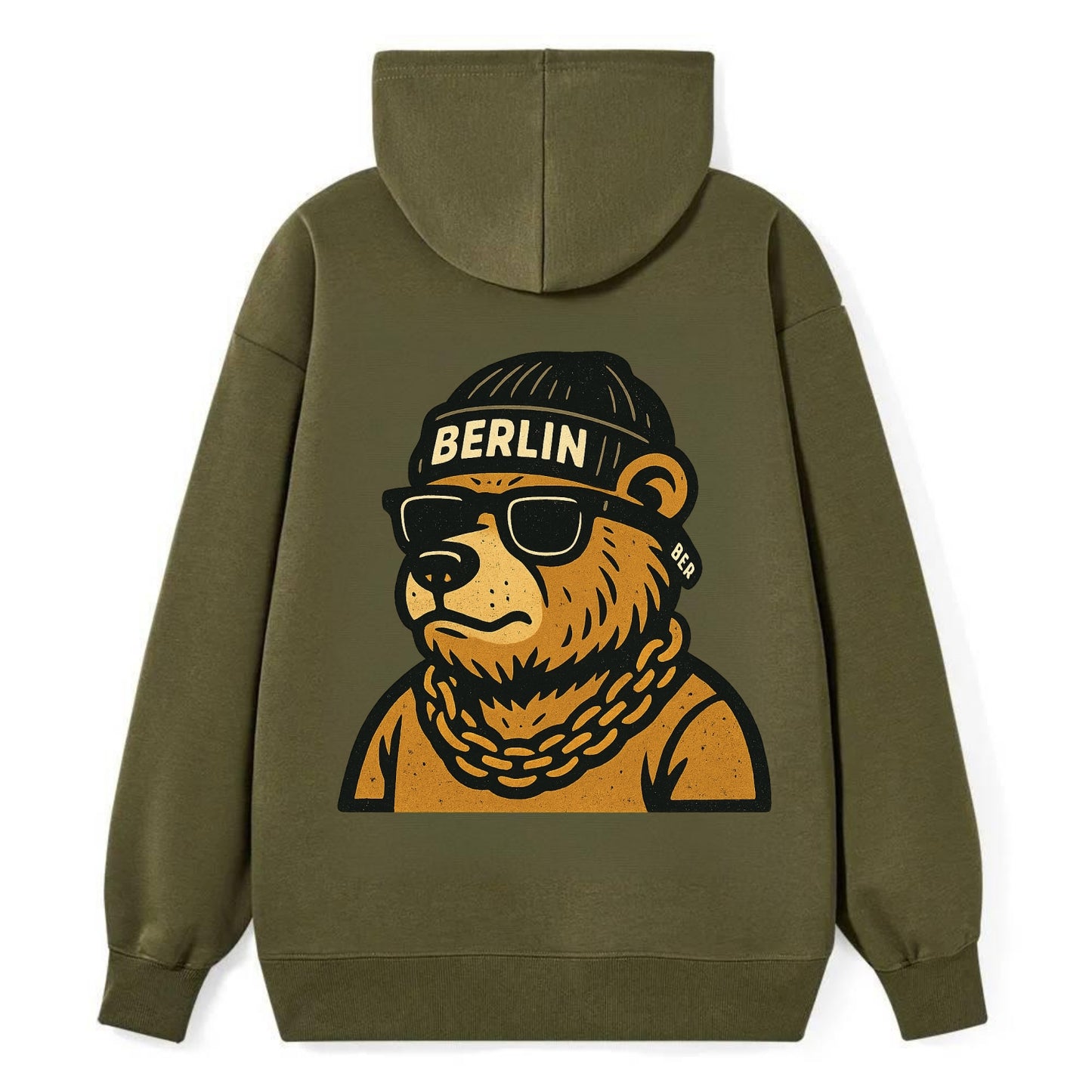 Berlin Bear - Classic Pullover Hoodie - ArmyGreen