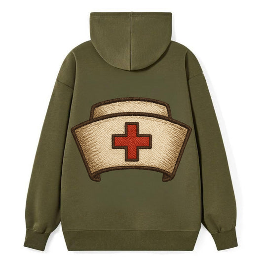 Nurse Cap  - Classic Pullover Hoodie - ArmyGreen