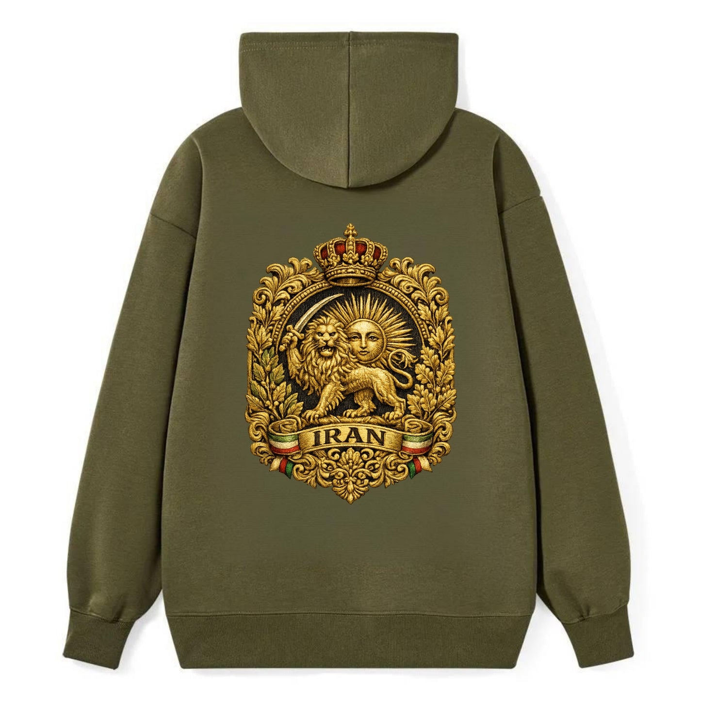 Iran Lion Sun Badge - Classic Pullover Hoodie - ArmyGreen