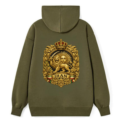 Iran Lion Sun Badge - Classic Pullover Hoodie - ArmyGreen