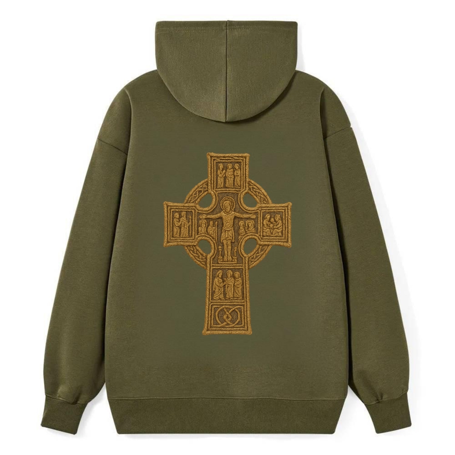 Monasterboice Cross - Classic Pullover Hoodie - ArmyGreen