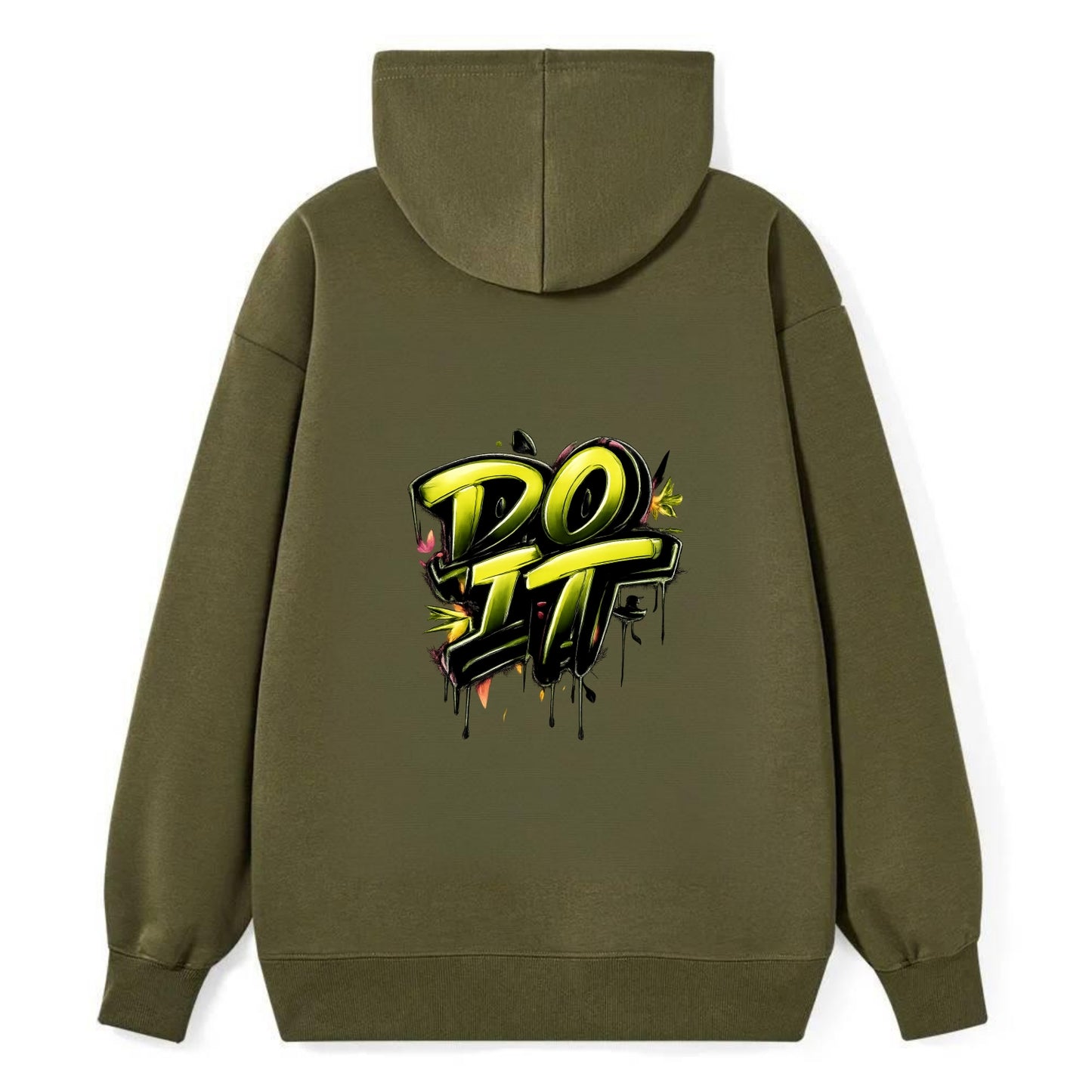 Bold typography design - "DO IT" - just do it, stop waiting - Classic Pullover Hoodie - ArmyGreen