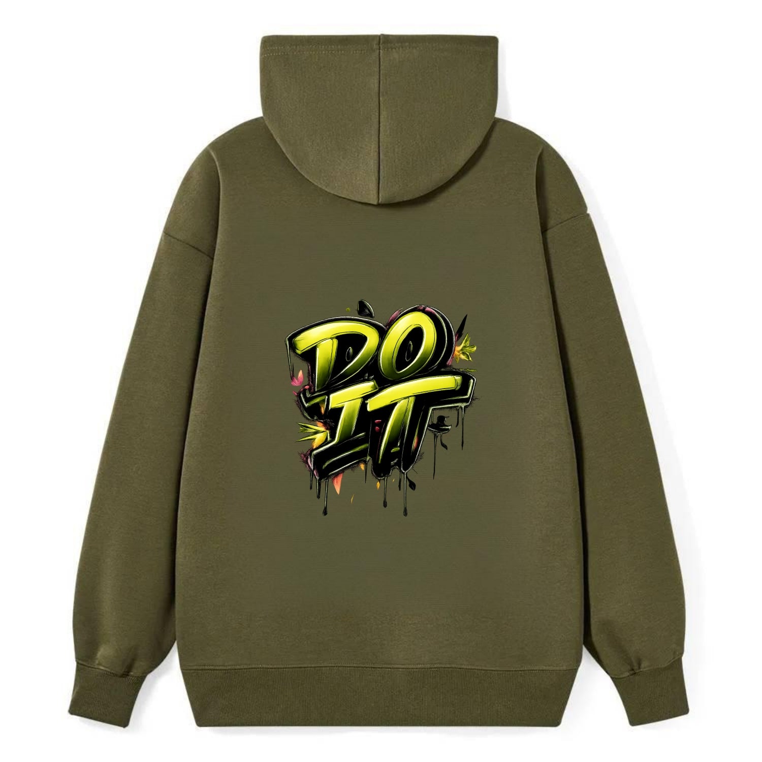 Bold typography design - "DO IT" - just do it, stop waiting - Classic Pullover Hoodie - ArmyGreen