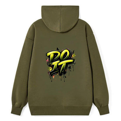 Bold typography design - "DO IT" - just do it, stop waiting - Classic Pullover Hoodie - ArmyGreen