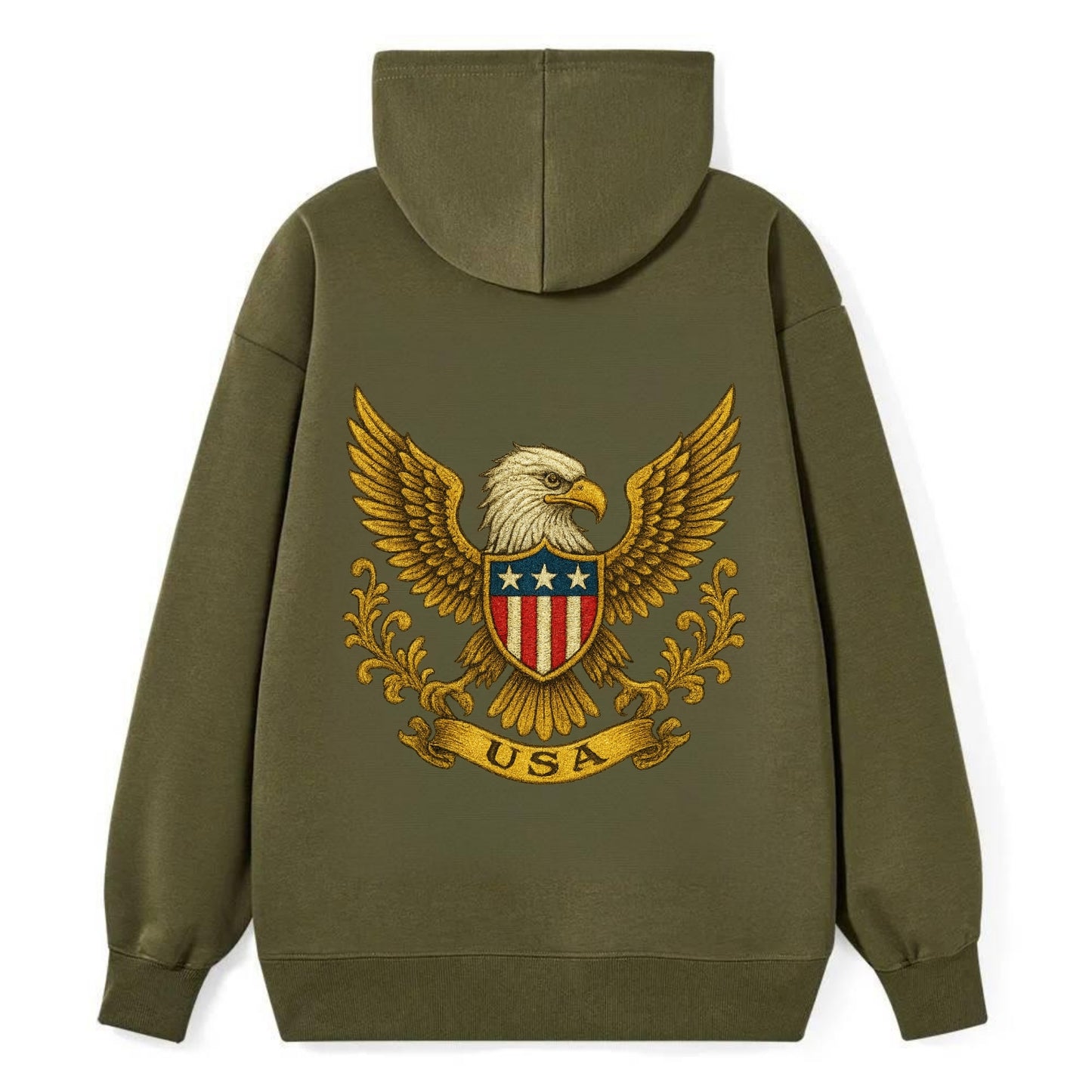 Usa Heritage Eagle 2 - Classic Pullover Hoodie - ArmyGreen