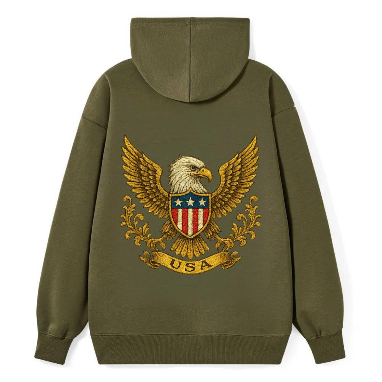 Usa Heritage Eagle 2 - Classic Pullover Hoodie - ArmyGreen