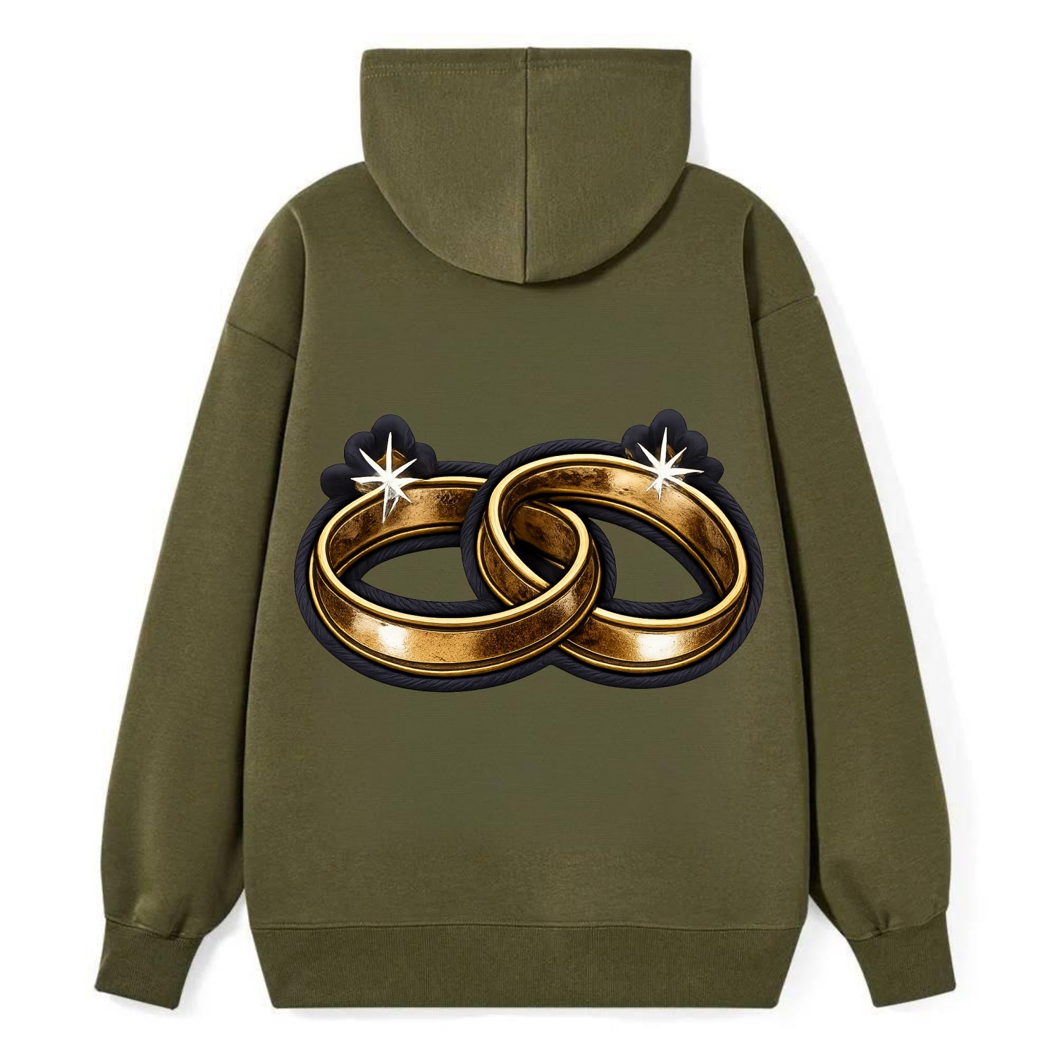 WEDDING RINGS - interlocked bands in gold , marriage - Classic Pullover Hoodie - ArmyGreen