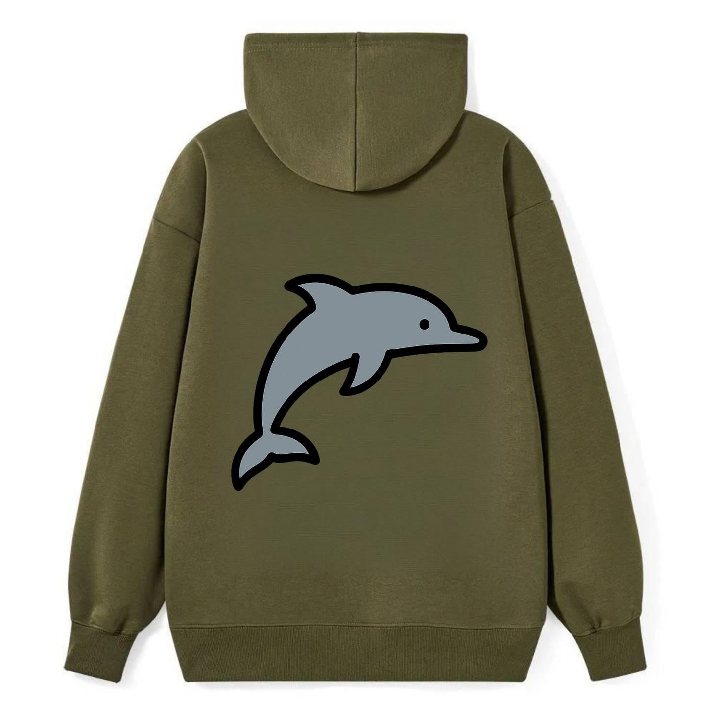 Bottlenose Dolphin - Gray jumping pose flat side profile - Classic Pullover Hoodie - ArmyGreen