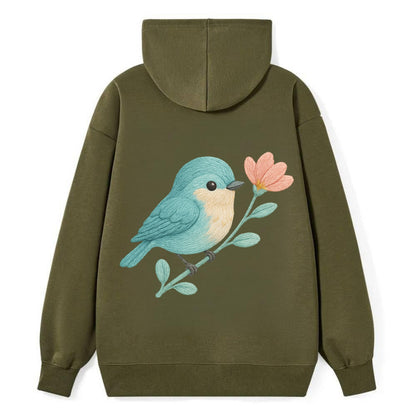 Aqua Chickadee - Classic Pullover Hoodie - ArmyGreen