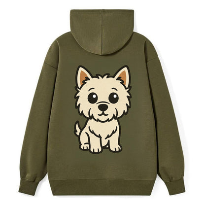 West Highland White Terrier - Alert standing pose - Classic Pullover Hoodie - ArmyGreen