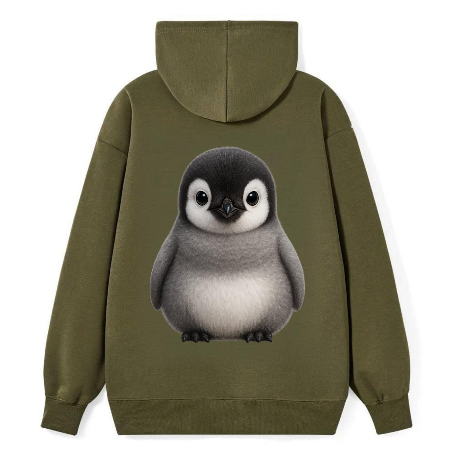 Baby Adelie Penguin - black and white, round body, curious eyes, - Classic Pullover Hoodie - ArmyGreen