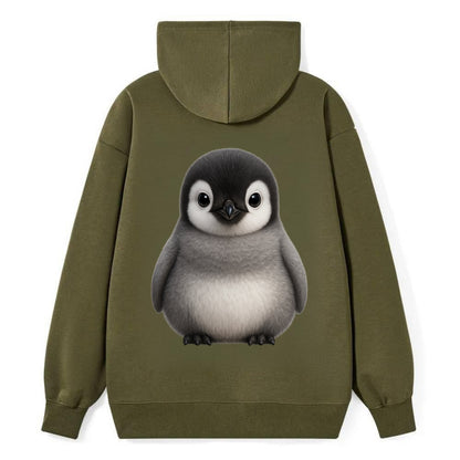 Baby Adelie Penguin - black and white, round body, curious eyes, - Classic Pullover Hoodie - ArmyGreen