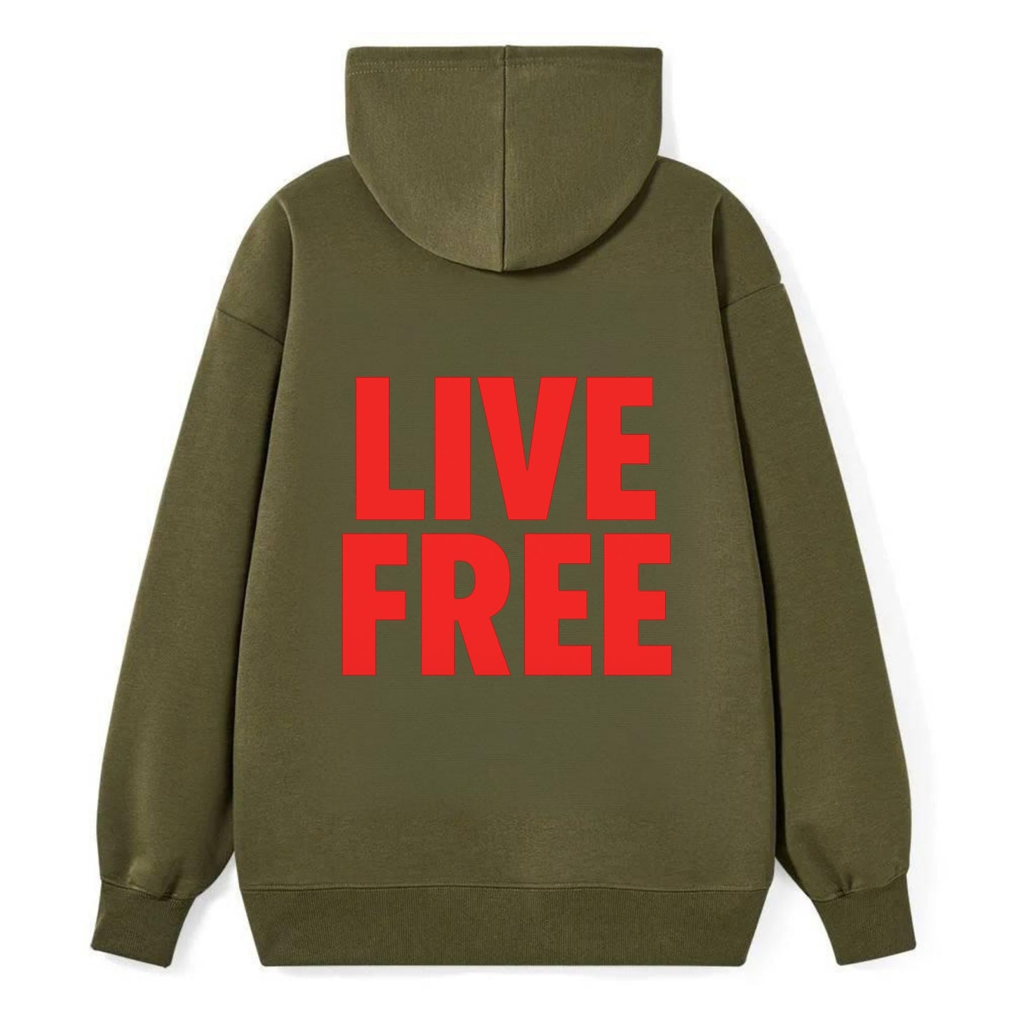 Bold typography design - "LIVE FREE" - unrestricted living - Classic Pullover Hoodie - ArmyGreen