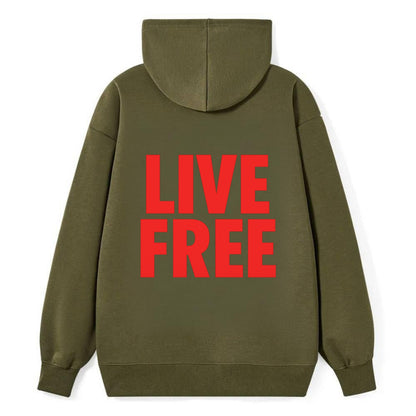 Bold typography design - "LIVE FREE" - unrestricted living - Classic Pullover Hoodie - ArmyGreen