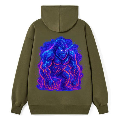 Mighty gorilla with electricity flowing through defined muscles, - Classic Pullover Hoodie - ArmyGreen