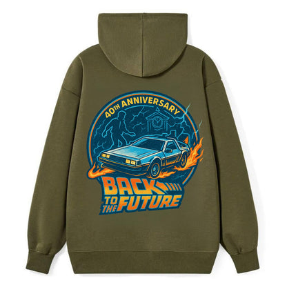 Back To The Future 40th Anniversary - Classic Pullover Hoodie - ArmyGreen