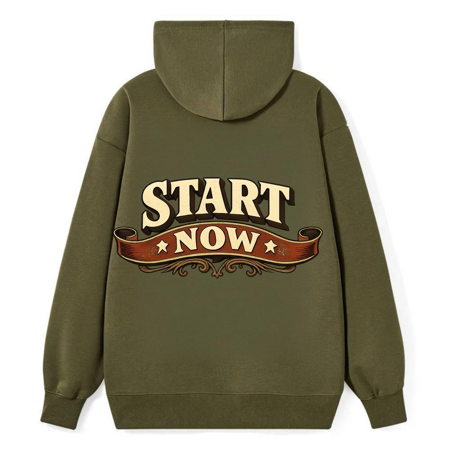 Bold typography design - "START NOW" - begin immediately, no delay - Classic Pullover Hoodie - ArmyGreen
