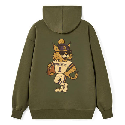Minneapolis Lynx wearing Vikings beanie with Norse patch and wayfarer - Classic Pullover Hoodie - ArmyGreen