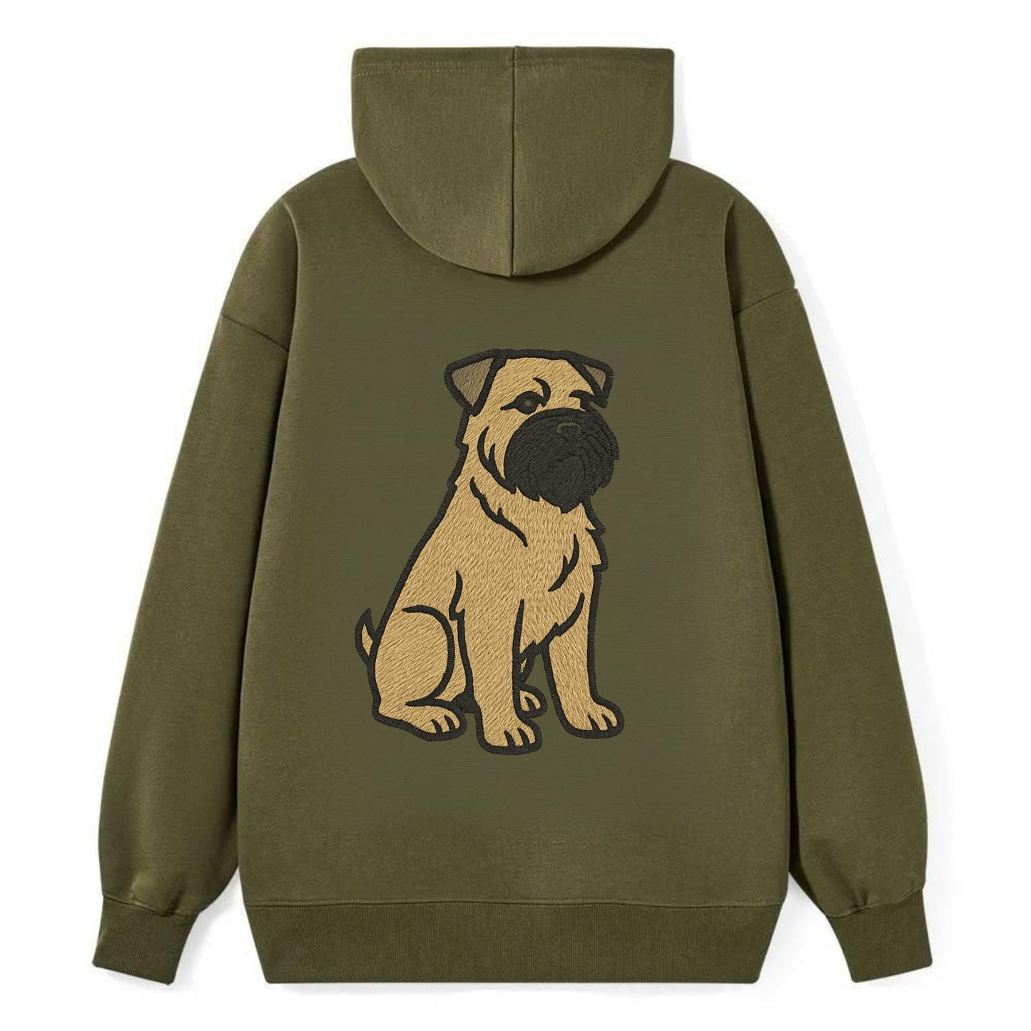 Bouvier des Flandres - Fawn rough coat embroidered design - Classic Pullover Hoodie - ArmyGreen
