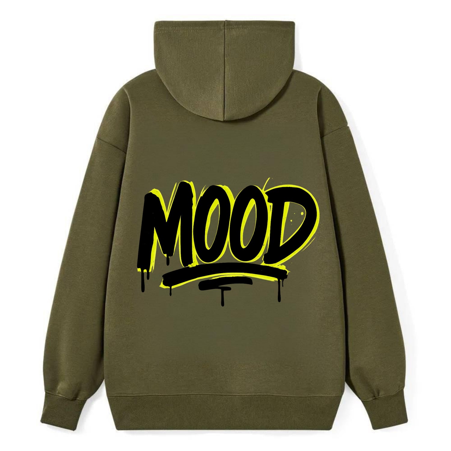 Bold typography design - "MOOD" - current state, feeling it - Classic Pullover Hoodie - ArmyGreen