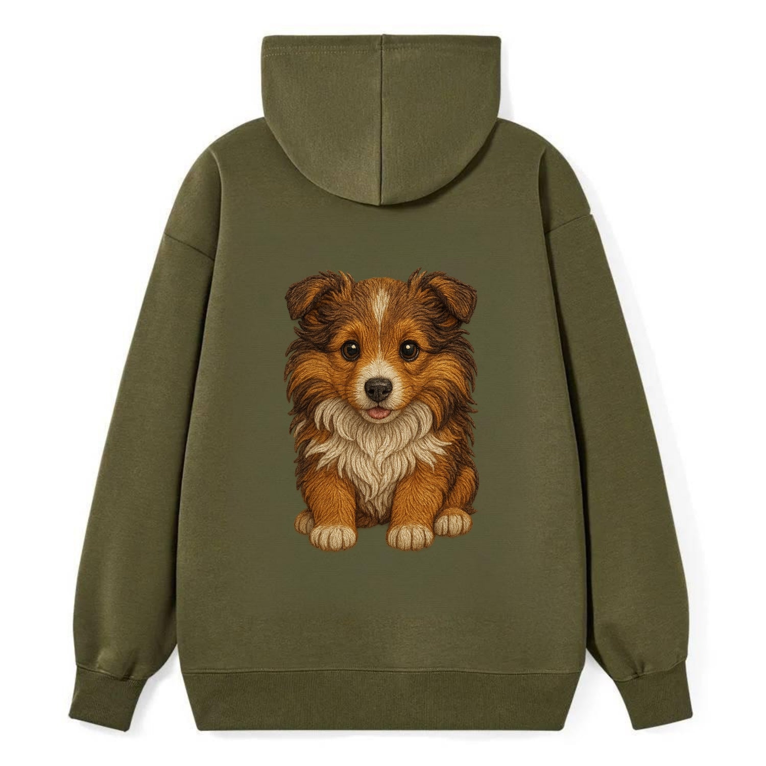 Baby Shetland Sheepdog Puppy - mini collie look, flowing mane, - Classic Pullover Hoodie - ArmyGreen