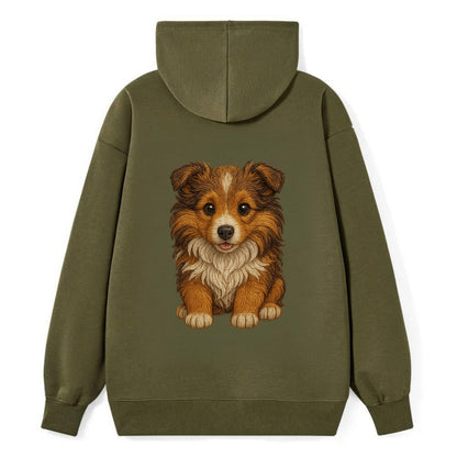 Baby Shetland Sheepdog Puppy - mini collie look, flowing mane, - Classic Pullover Hoodie - ArmyGreen