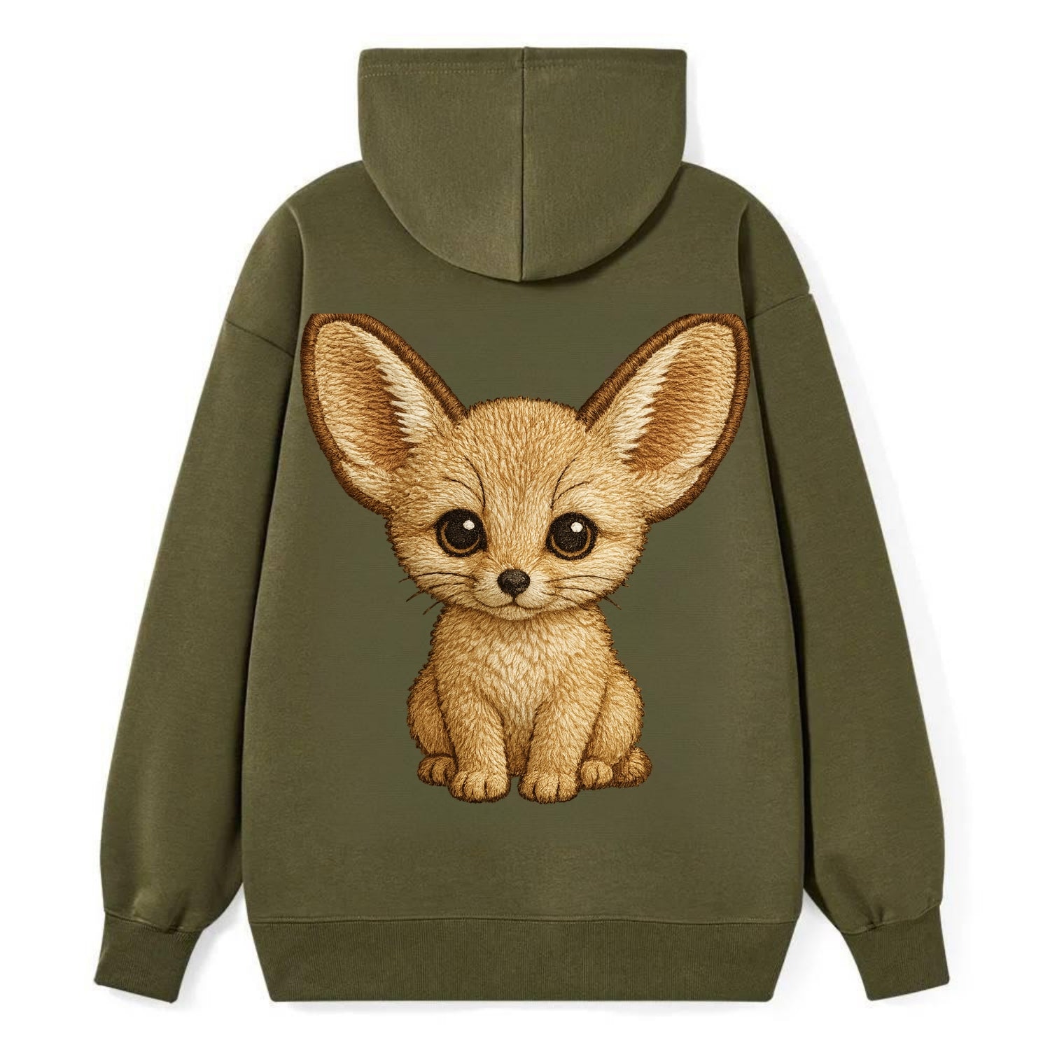 Baby Fennec Fox - huge ears, cream fur, large dark eyes, front-facing, - Classic Pullover Hoodie - ArmyGreen