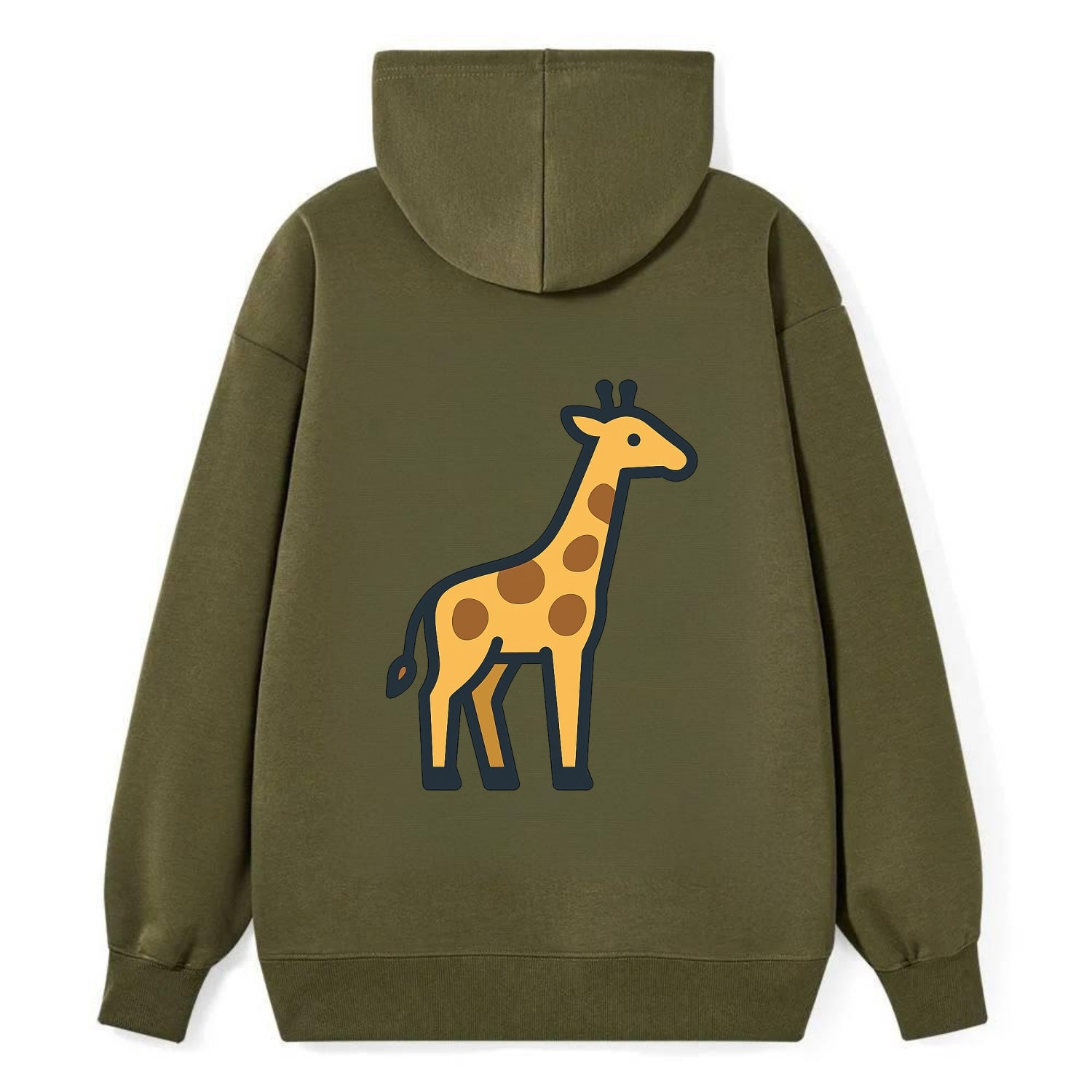 Giraffe - Yellow with brown patches flat side profile - Classic Pullover Hoodie - ArmyGreen