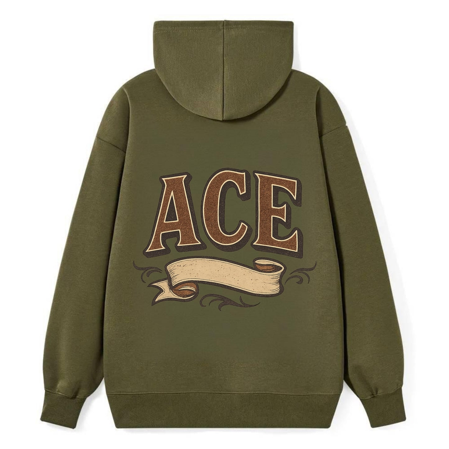 Bold typography design - "ACE" - expert, the best at something - Classic Pullover Hoodie - ArmyGreen