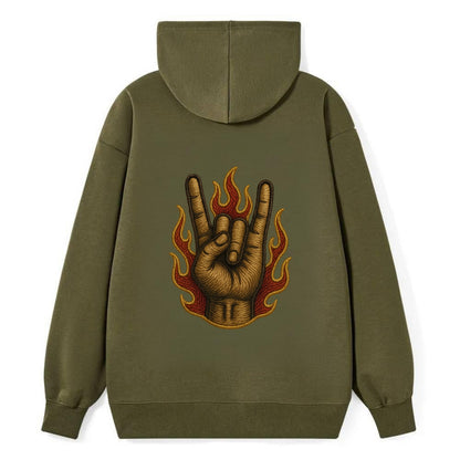 Devil Horns  - Classic Pullover Hoodie - ArmyGreen