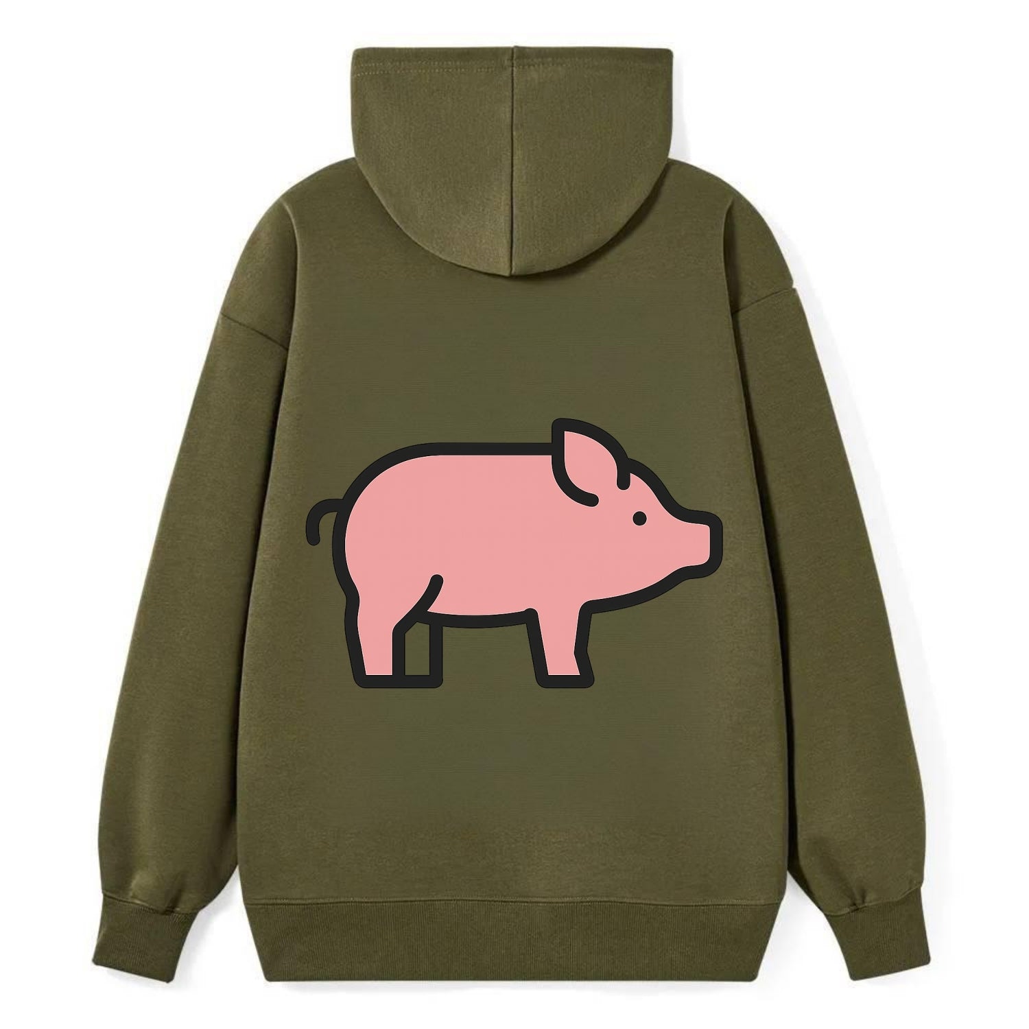 Pig - Pink farm pig flat side profile - Classic Pullover Hoodie - ArmyGreen