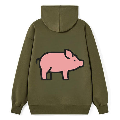 Pig - Pink farm pig flat side profile - Classic Pullover Hoodie - ArmyGreen