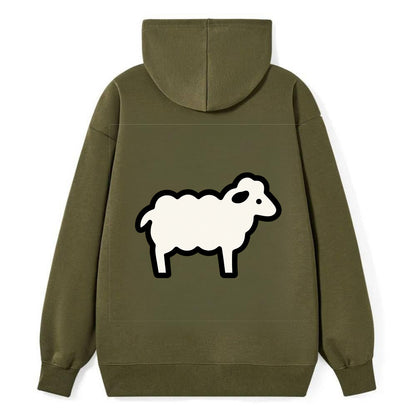 Sheep - White fluffy wool flat side profile - Classic Pullover Hoodie - ArmyGreen