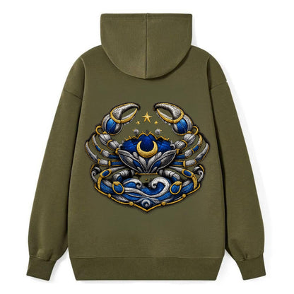 CANCER CRAB - protective crab in silver and blue , water sign - Classic Pullover Hoodie - ArmyGreen