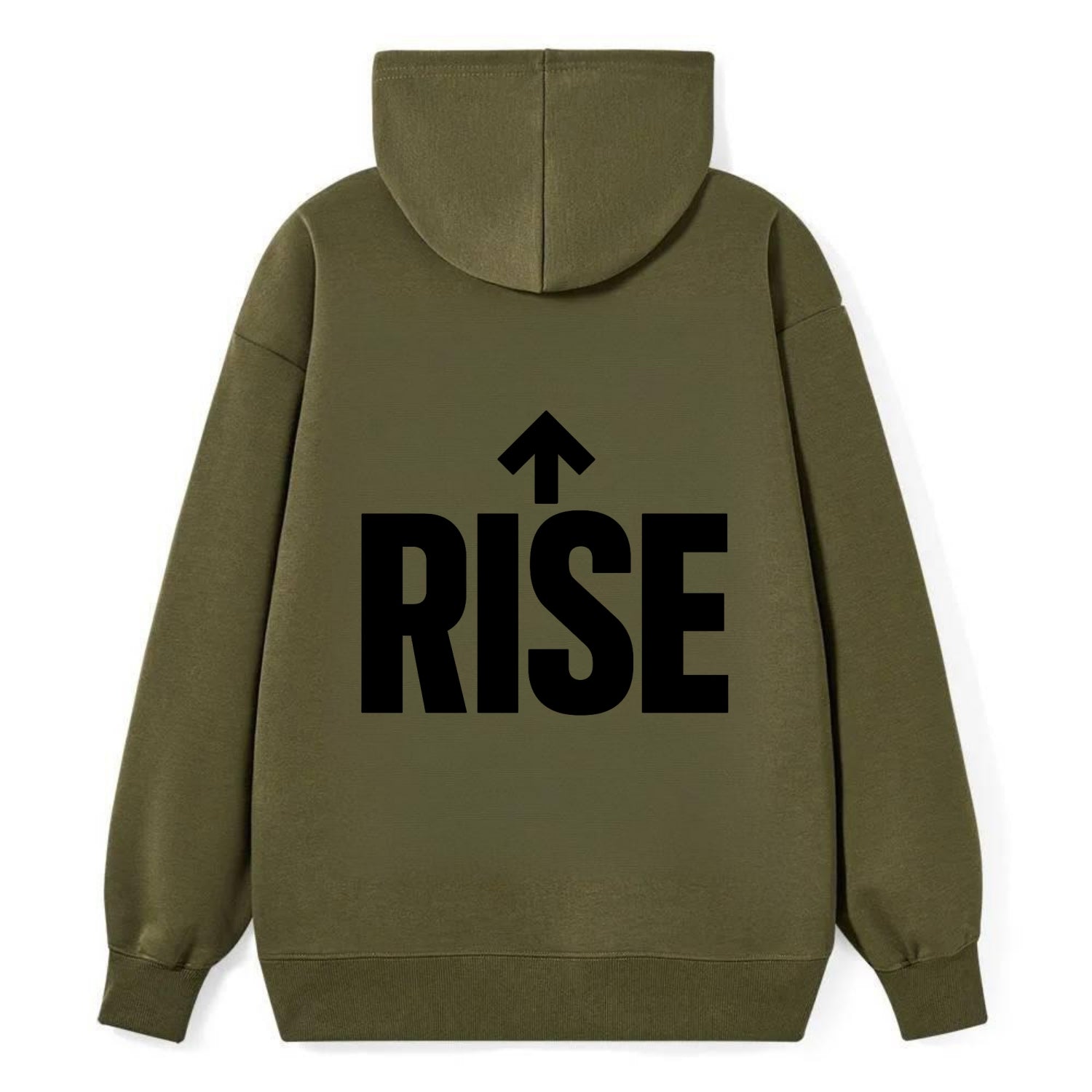 Bold typography design - "RISE" - getting up, ascending, elevating - Classic Pullover Hoodie - ArmyGreen
