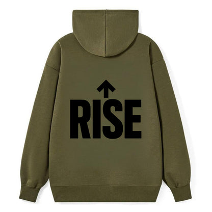 Bold typography design - "RISE" - getting up, ascending, elevating - Classic Pullover Hoodie - ArmyGreen