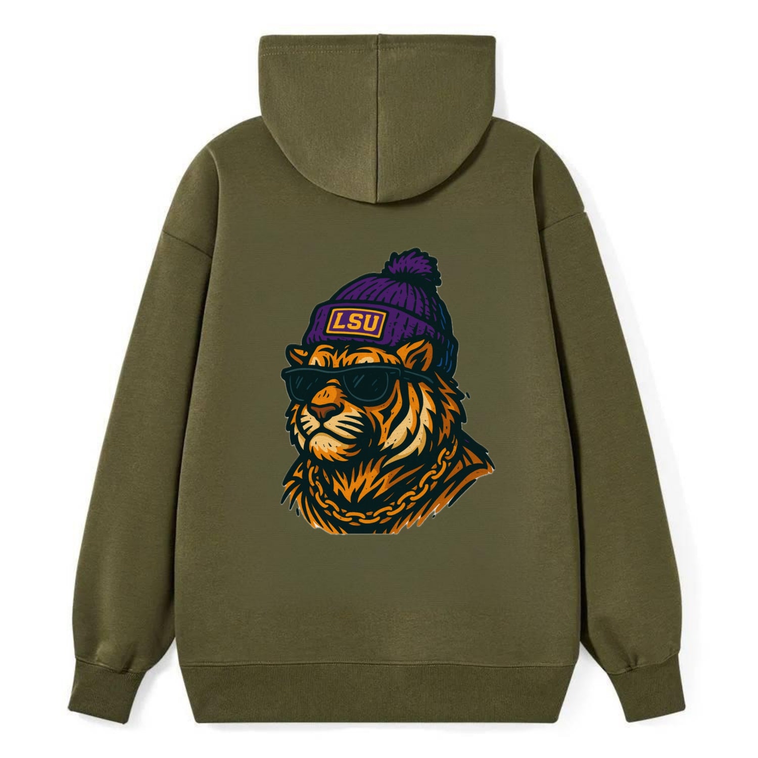 LSU Mike Tiger - Classic Pullover Hoodie - ArmyGreen