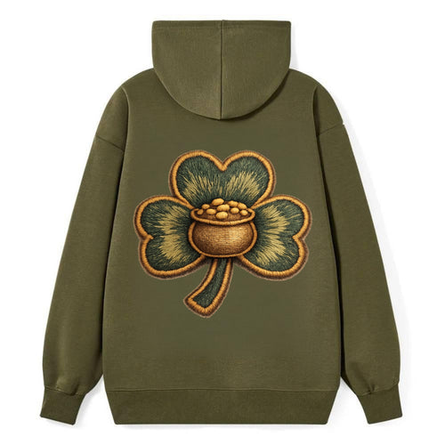 ST PATRICKS CLOVER - lucky clover with gold in green and gold , Irish luck - Classic Pullover Hoodie