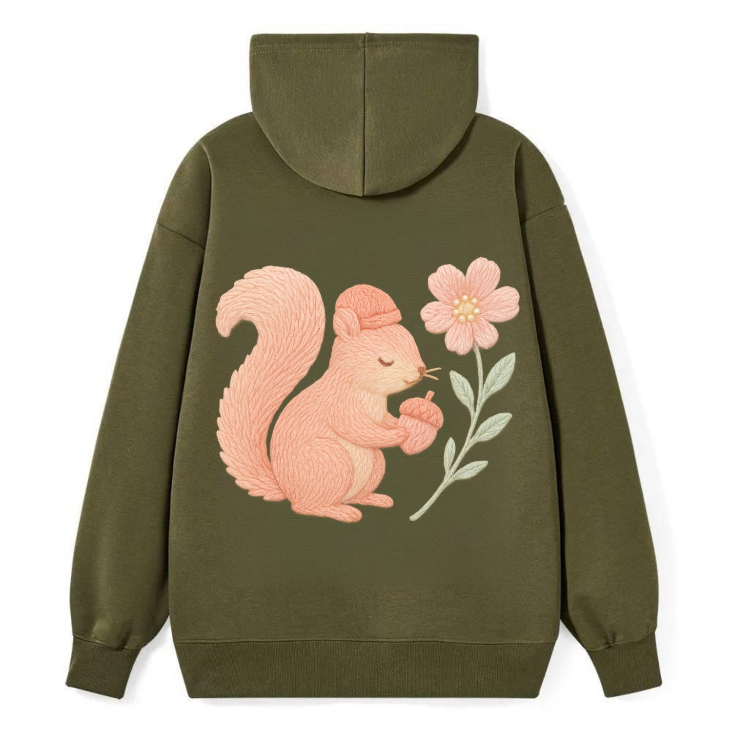Coral Squirrel - Classic Pullover Hoodie - ArmyGreen