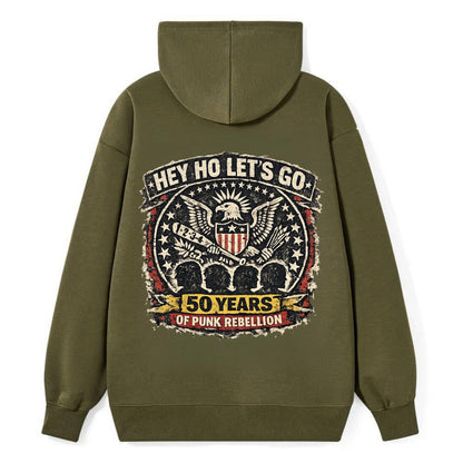 RAMONES LEGACY | Hey Ho Let's Go typography | Presidential seal parody | - Classic Pullover Hoodie - ArmyGreen