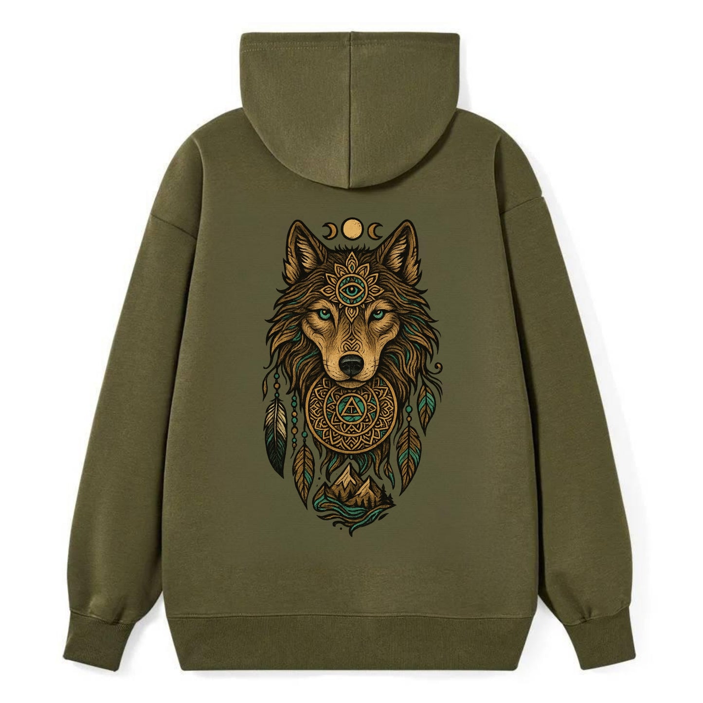 Tattoo Wolf Flash  - Classic Pullover Hoodie - ArmyGreen