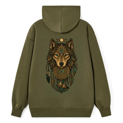 Tattoo Wolf Flash  - Classic Pullover Hoodie - ArmyGreen